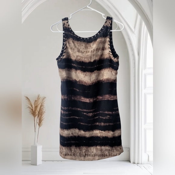 Authentic Icon Black and Brown Sleeveless Sheath Mini Dress Size Small - Picture 2 of 4